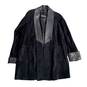 Vintage Danier Black Suede and Leather Studded Jacket M